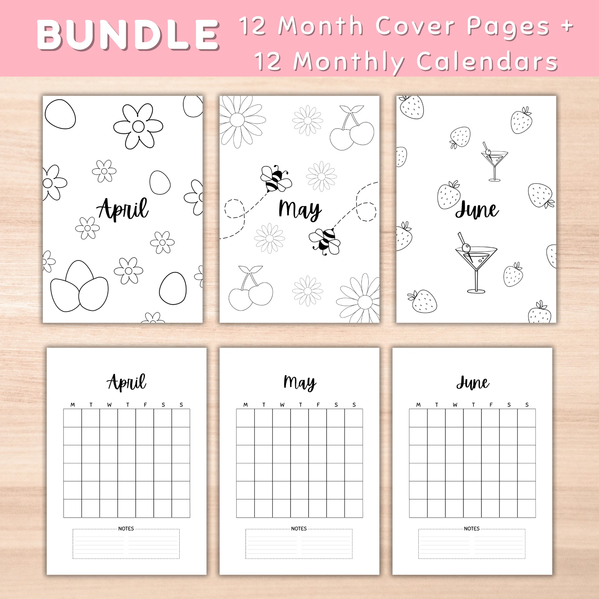 Bundle 12 months Cover Pages and 12 Monthly Calendar - image 2