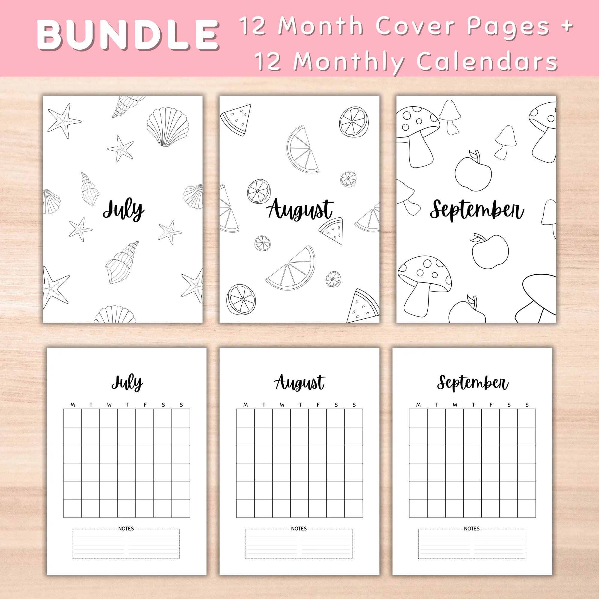 Bundle 12 months Cover Pages and 12 Monthly Calendar - image 3
