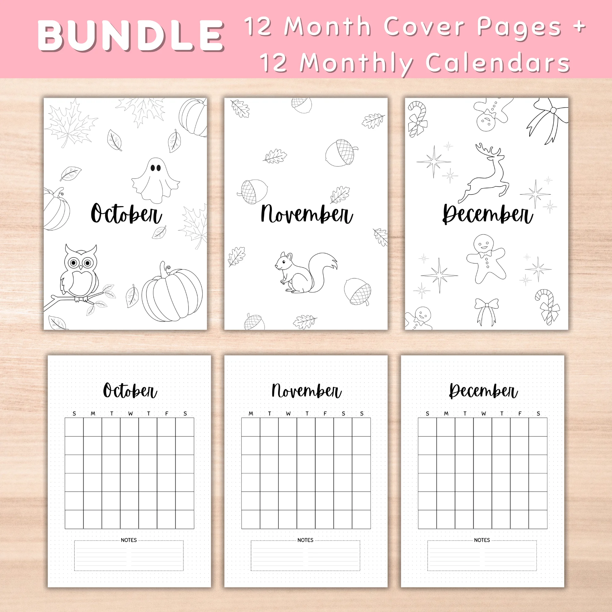 Bundle 12 months Cover Pages and 12 Monthly Calendar - image 4