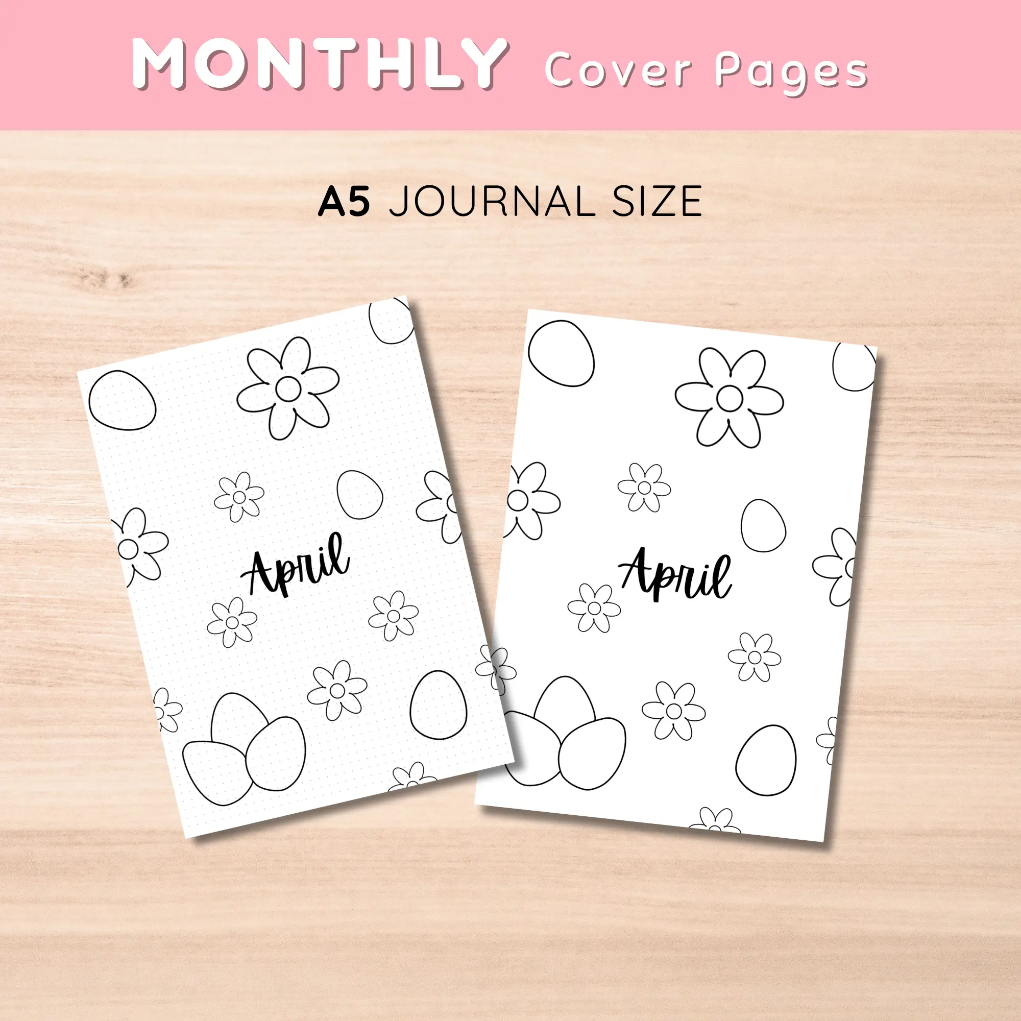 Monthly Cover Page April Flowers and Easter Eggs