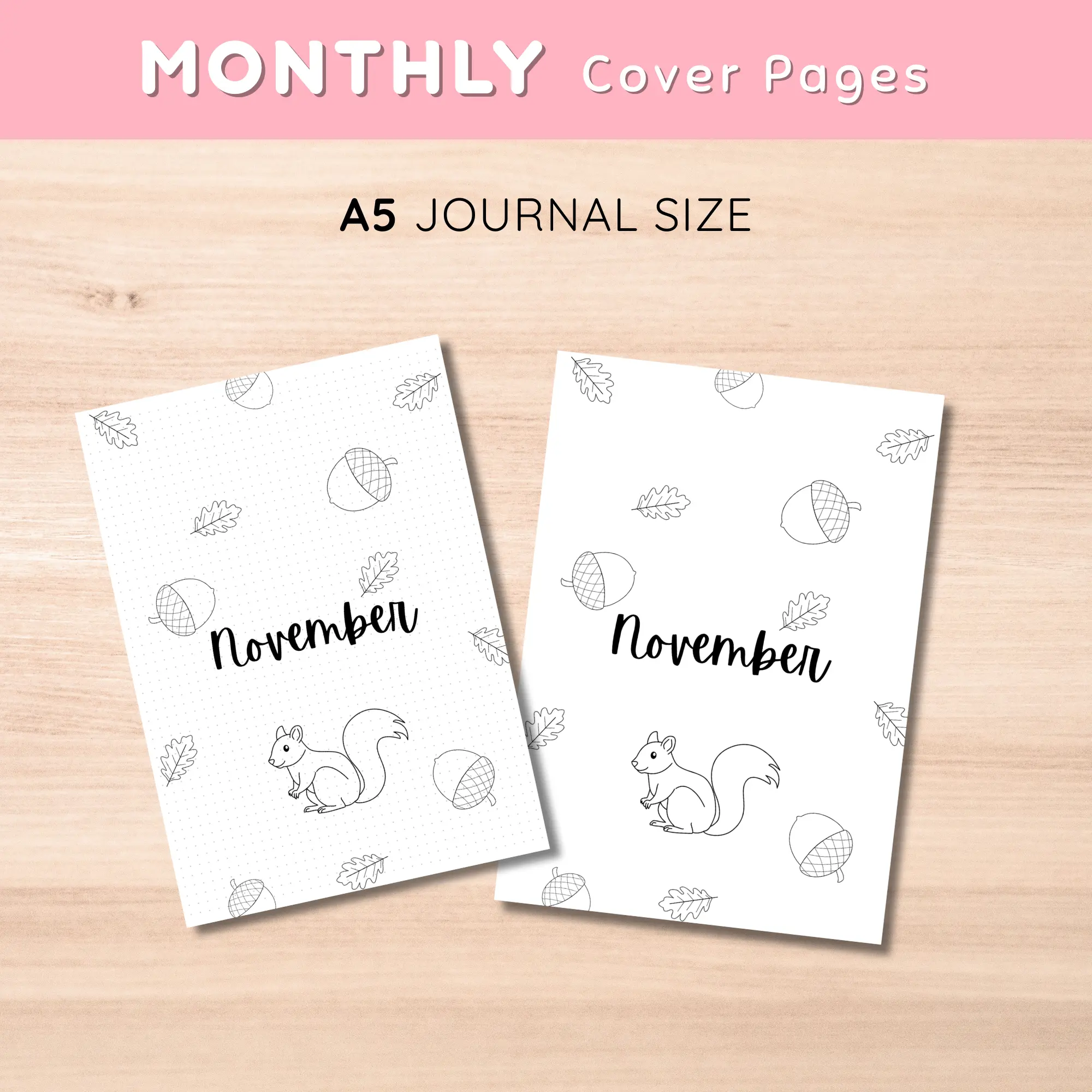 Monthly Cover Page November Squirrel and Acorn