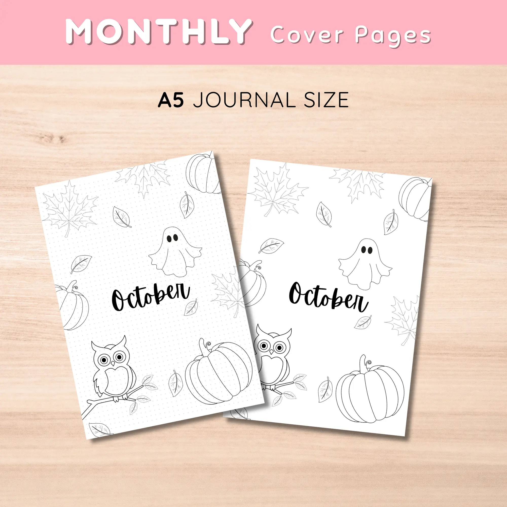 Monthly Cover Page October Pumpkins and Leaves