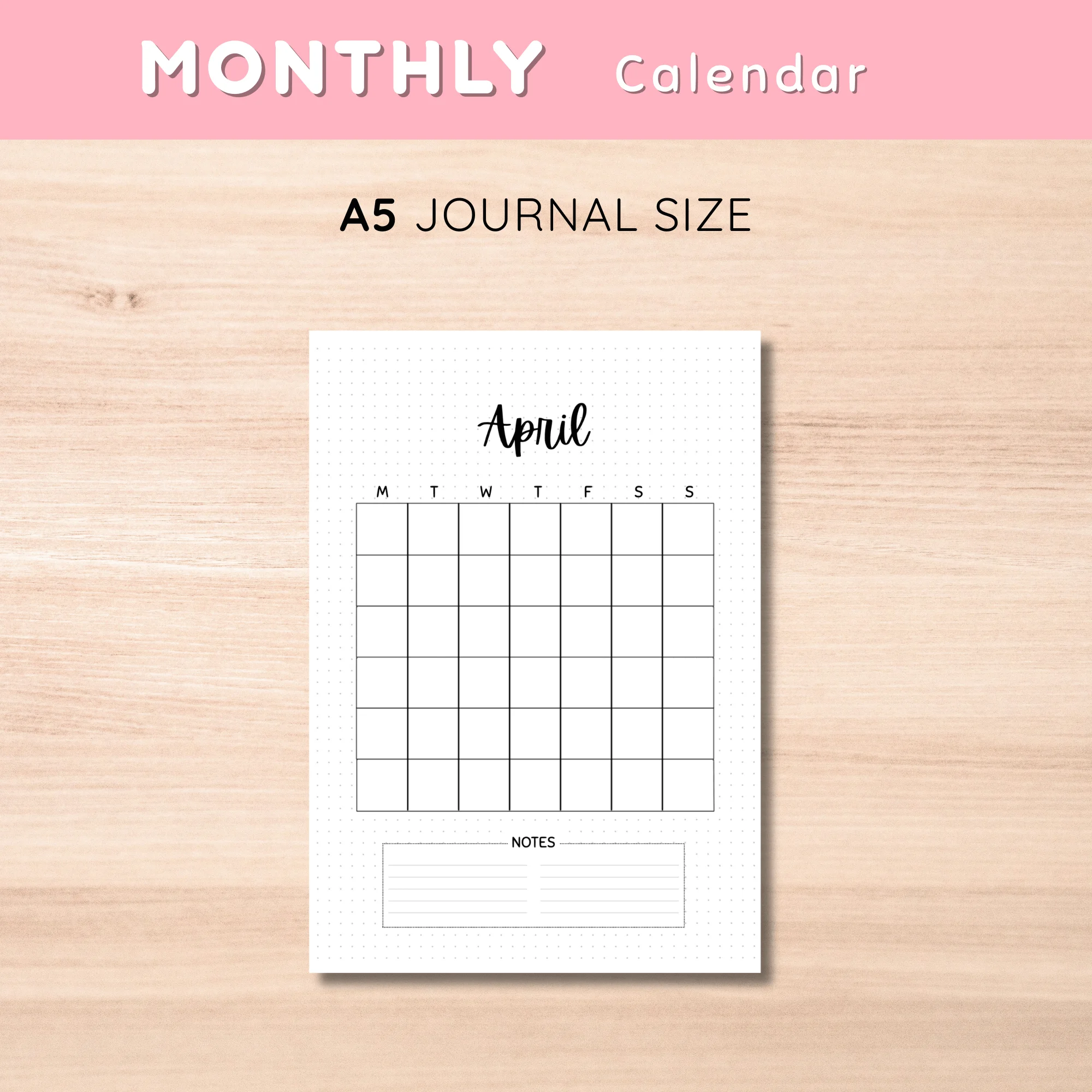 Monthly Calendar April Minimalist Version