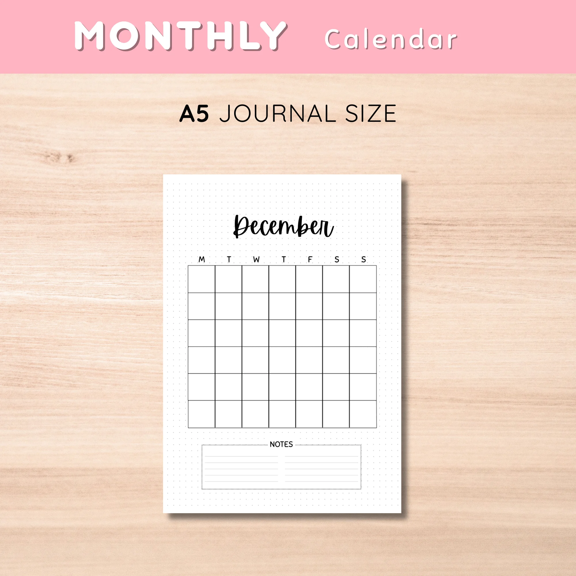 Monthly Calendar December Minimalist Version