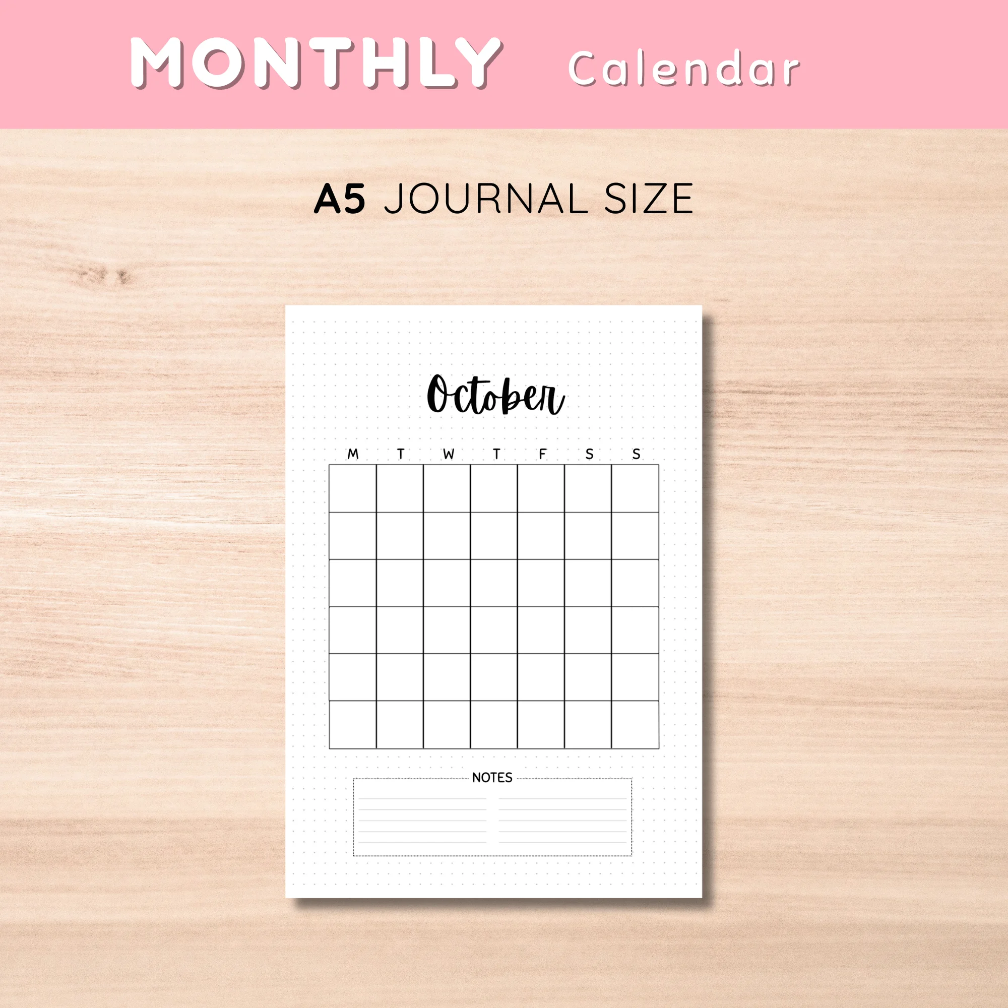 Monthly Calendar October Minimalist Version