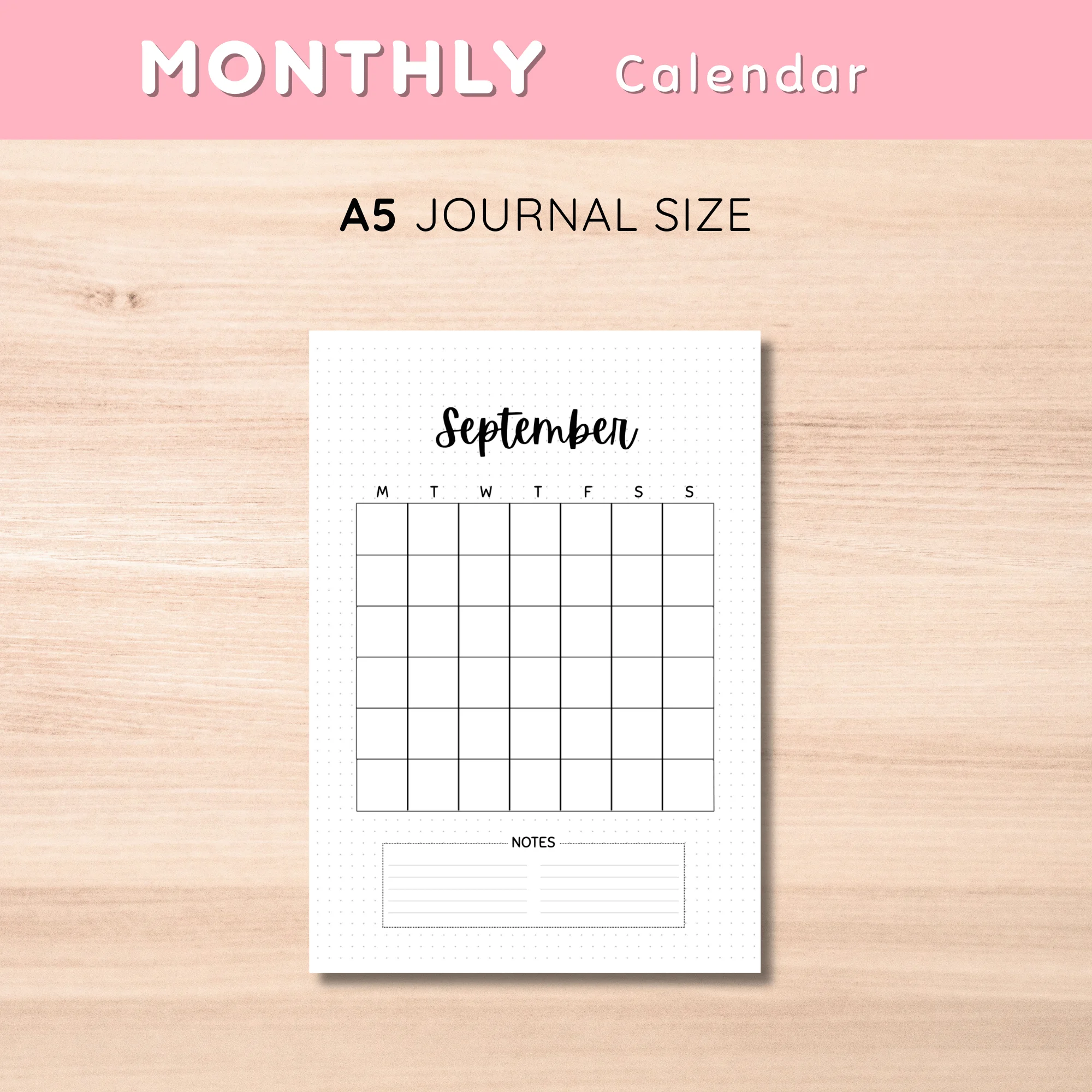 Monthly Calendar September Minimalist Version