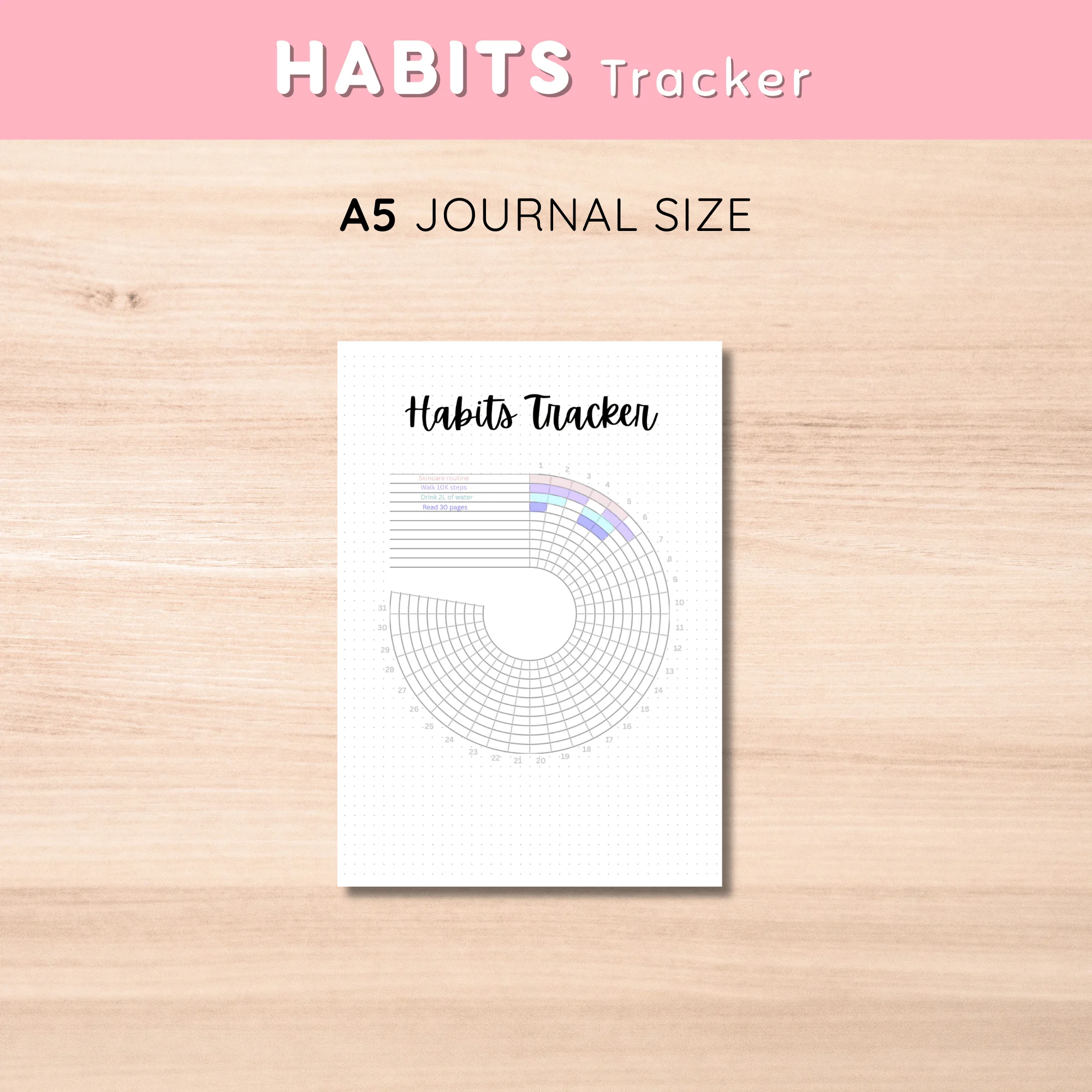 Printable habit tracker for bullet journal in coquette aesthetic